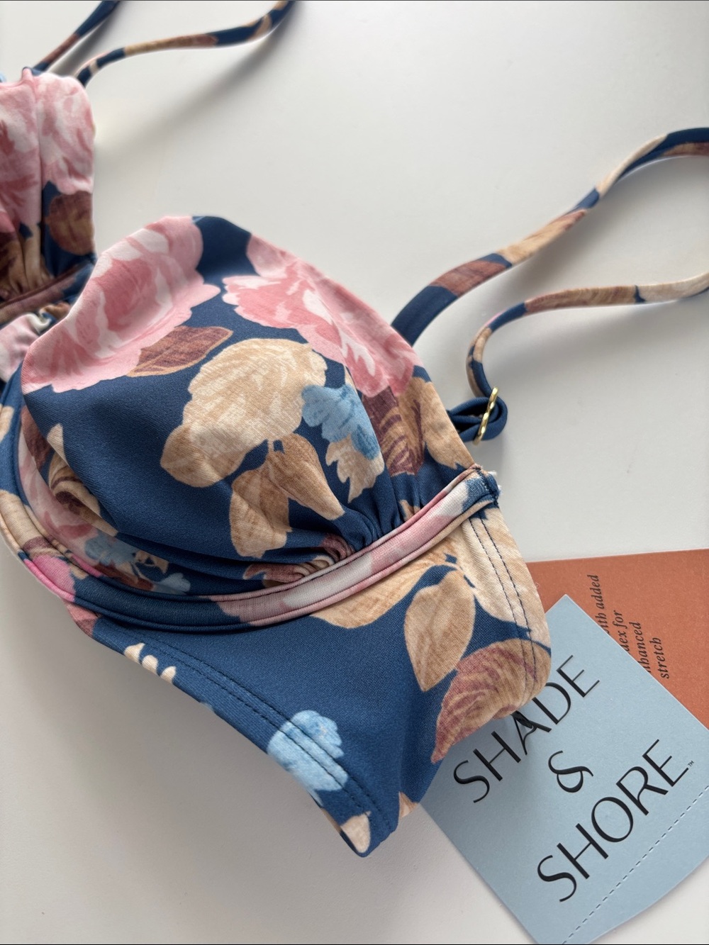 🆕 SHADE & SHORE | Floral Print Shirred Balconette Underwire Bikini Top - Picture 2 of 8